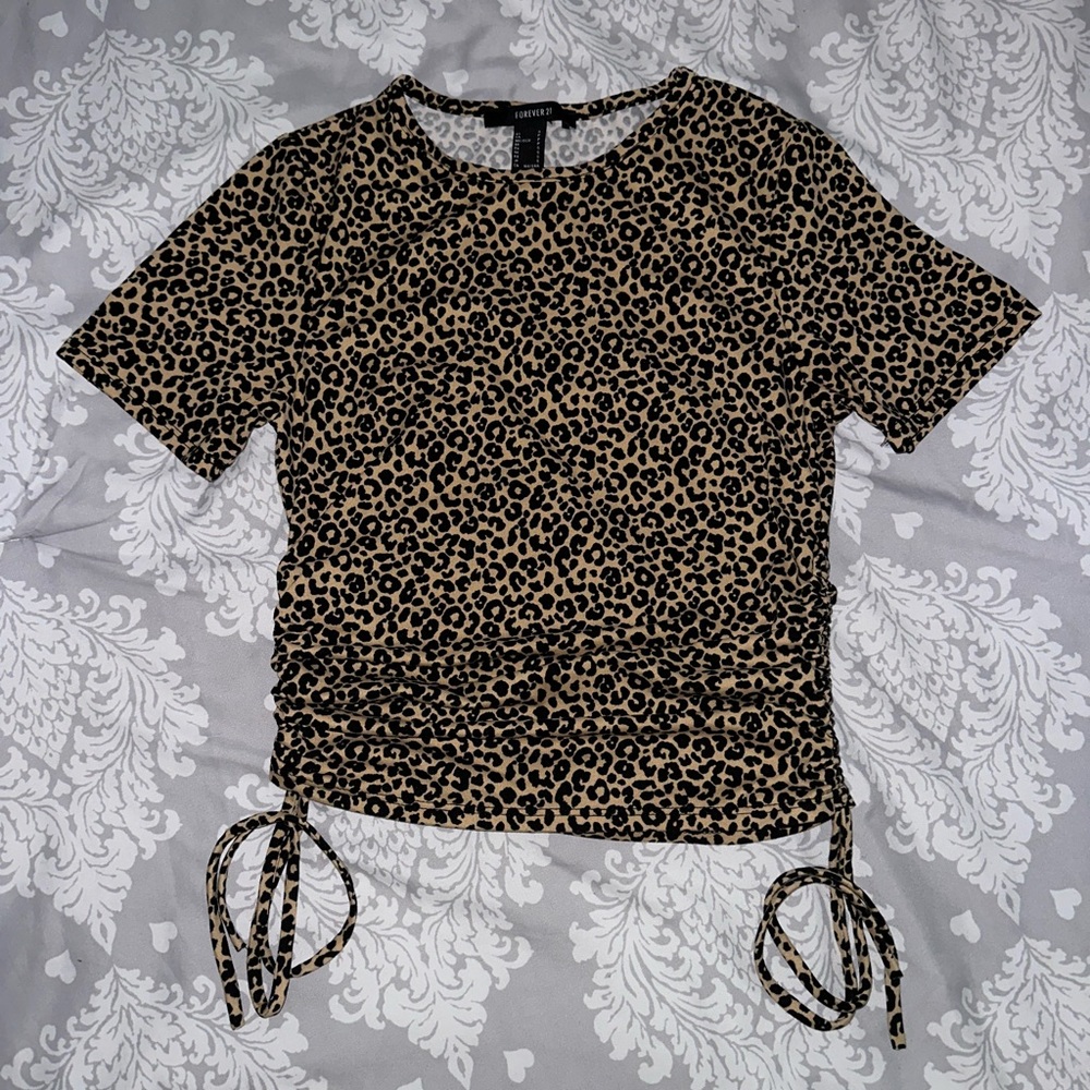 Cheetah Print Ruched Top